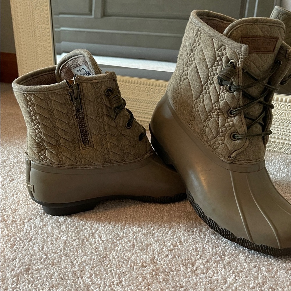 Sperry Khaki Quilted Duck Boots - Picture 3 of 4